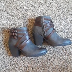 New Gray booties with brown straps.